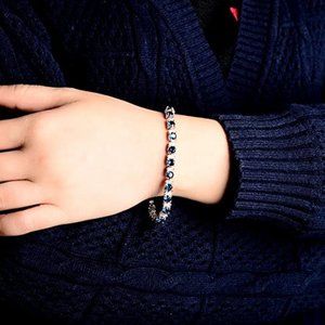 Birthstone CZ Tennis Bracelet, White Gold Plated, 7"